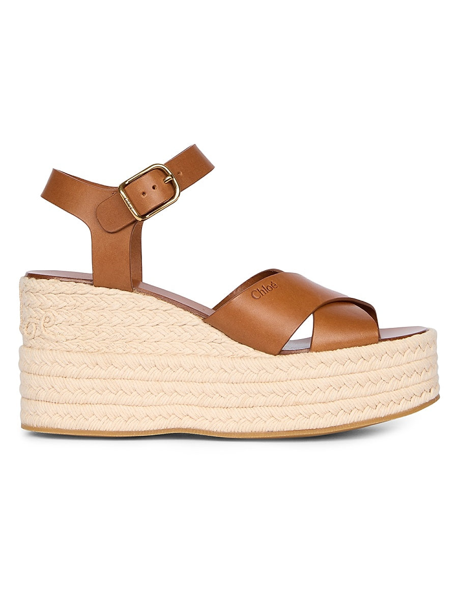 Isla Logo-Detail Leather Wedge Sandals