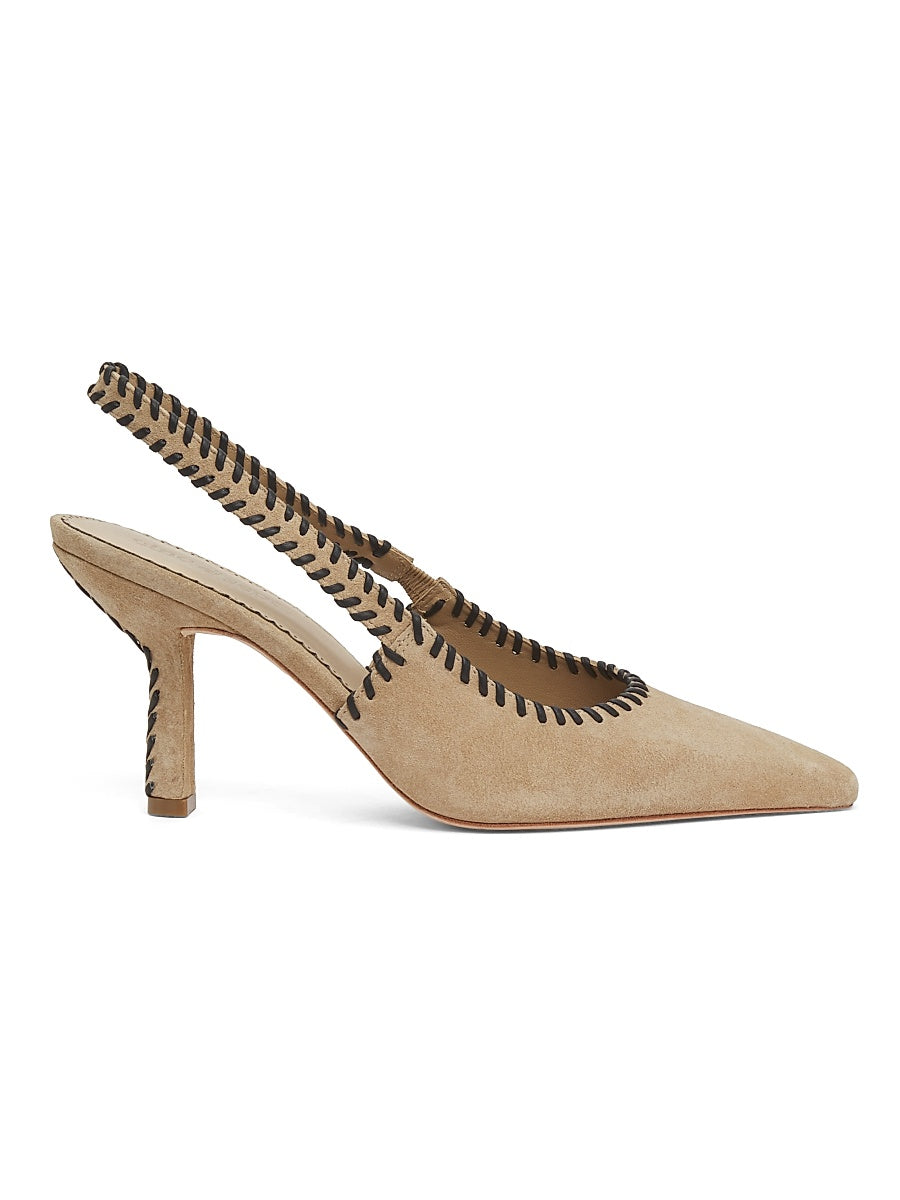Suki 80MM Whipstitch Suede Slingback Pumps