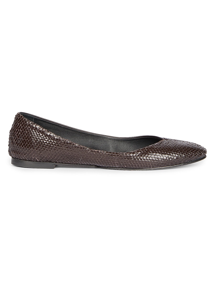 Les Ballerines Snake-Embossed Leather Flats