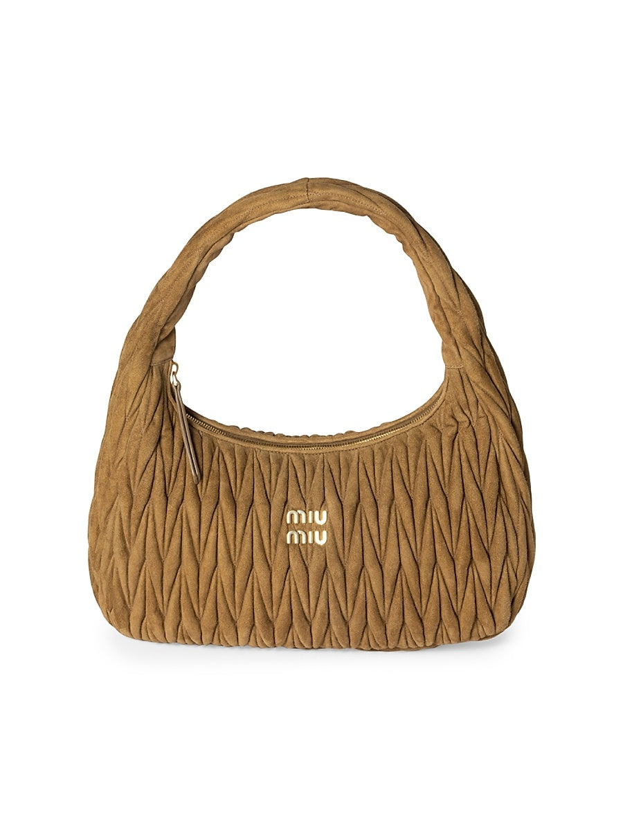 Wander Matelassé Suede Hobo Bag