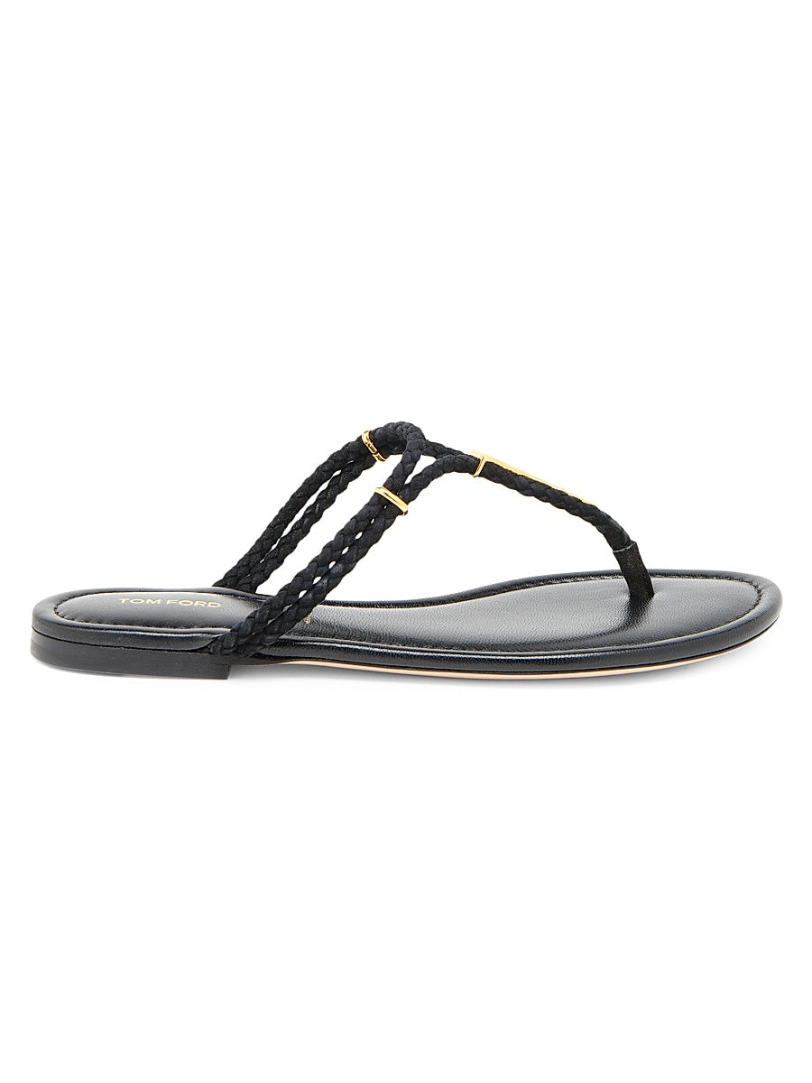 Lily Woven Suede T-Strap Sandals