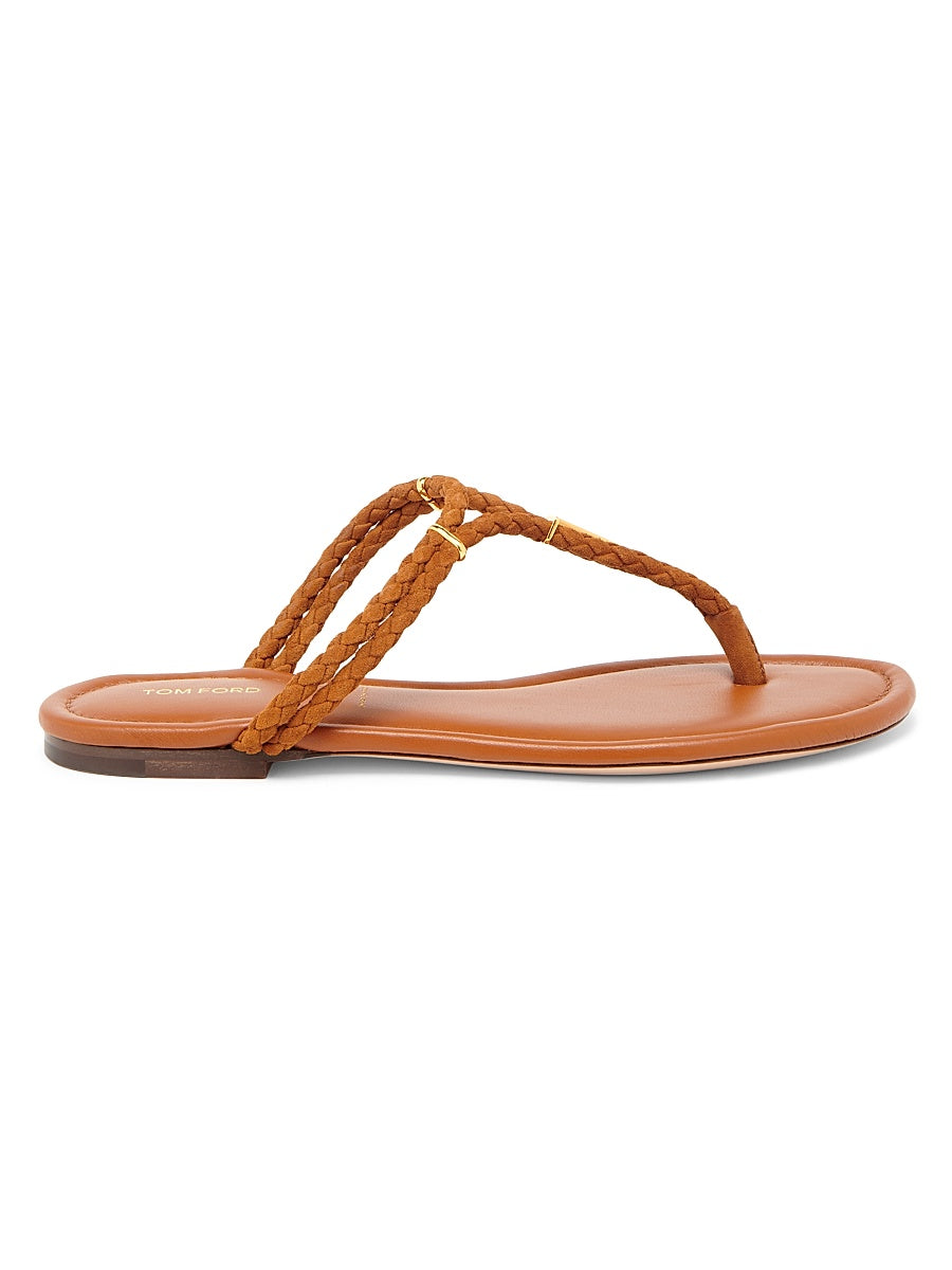 Lily Woven Suede T-Strap Sandals