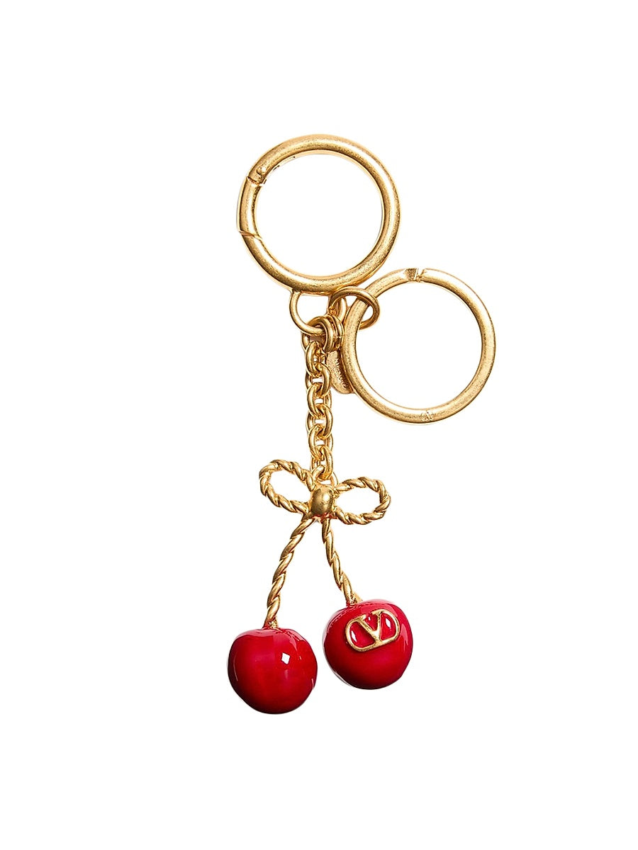 Chez Valentino Metal and Enamel Bag Charm with Key Ring