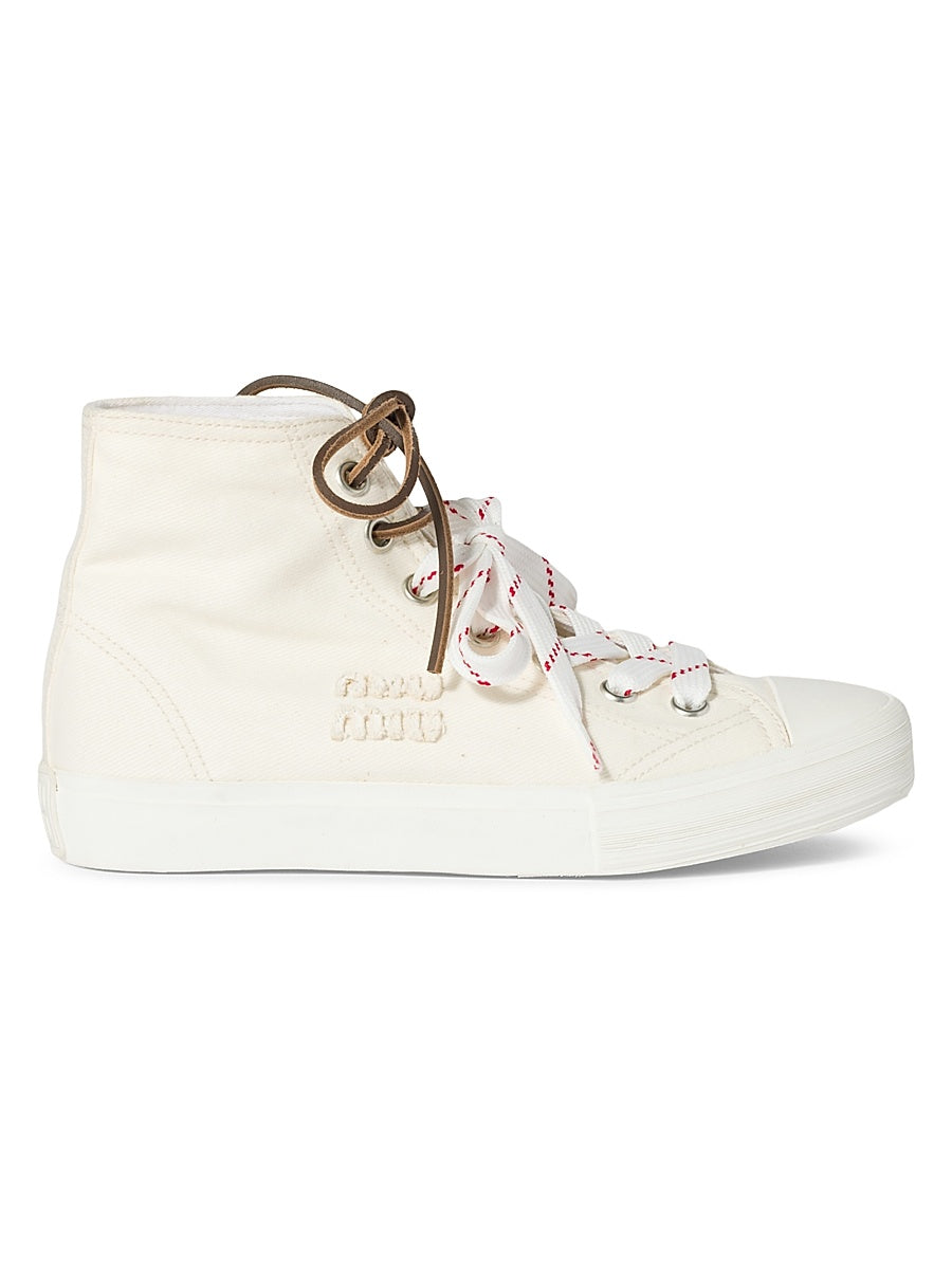 Washed Denim High-Top Sneakers