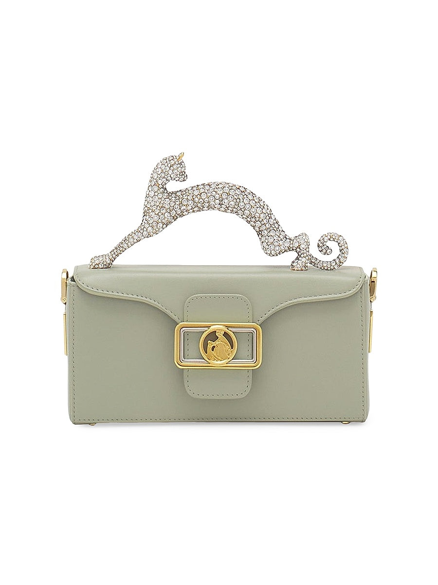Nano Pencil Cat Bag in Leather and Rhinestones