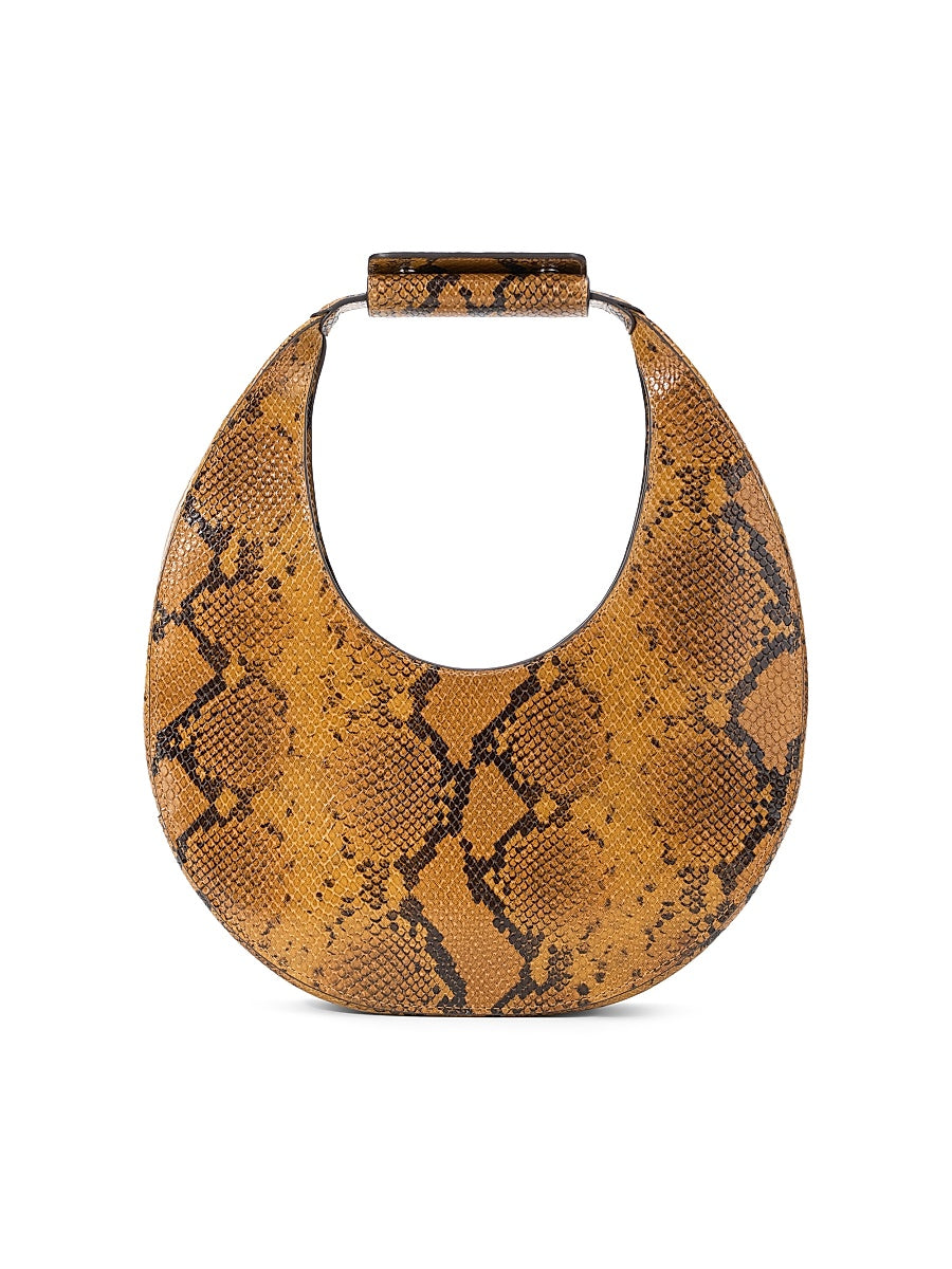 Moon Snakeskin-Print Leather Top Handle Bag