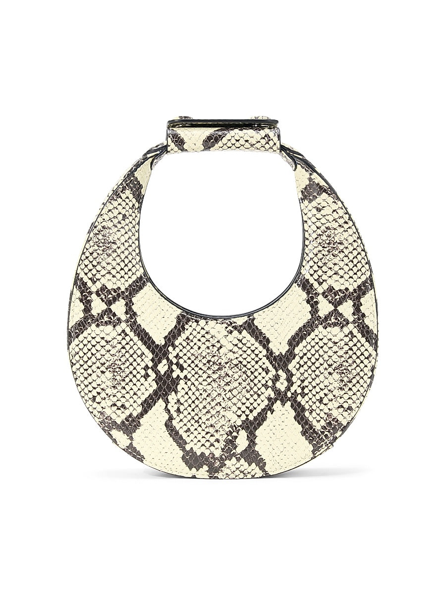 Good Night Moon Snakeskin-Print Leather Top Handle Bag