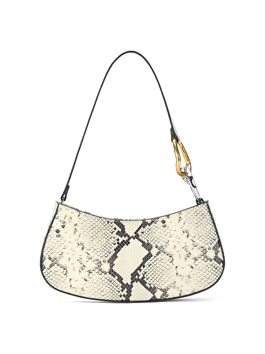 Ollie Snakeskin-Print Leather Shoulder Bag