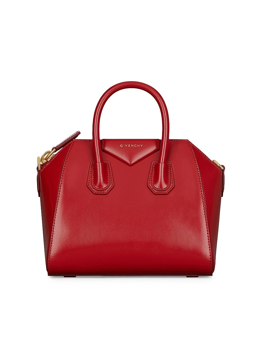 Mini Antigona Top Handle Bag in Box Leather