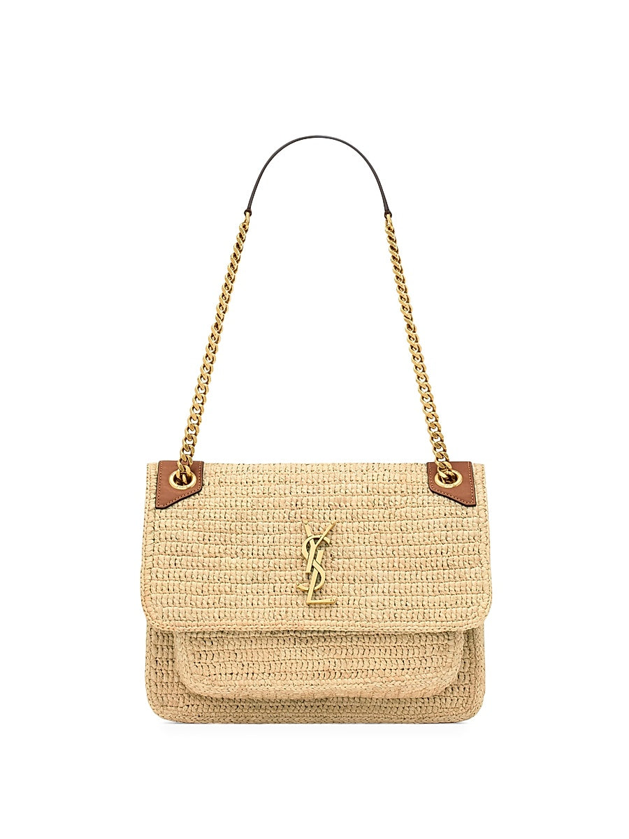 Niki Medium Shoulder Bag in Raffia