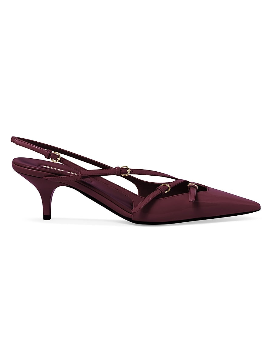 Patent Leather Slingbacks with Buckles