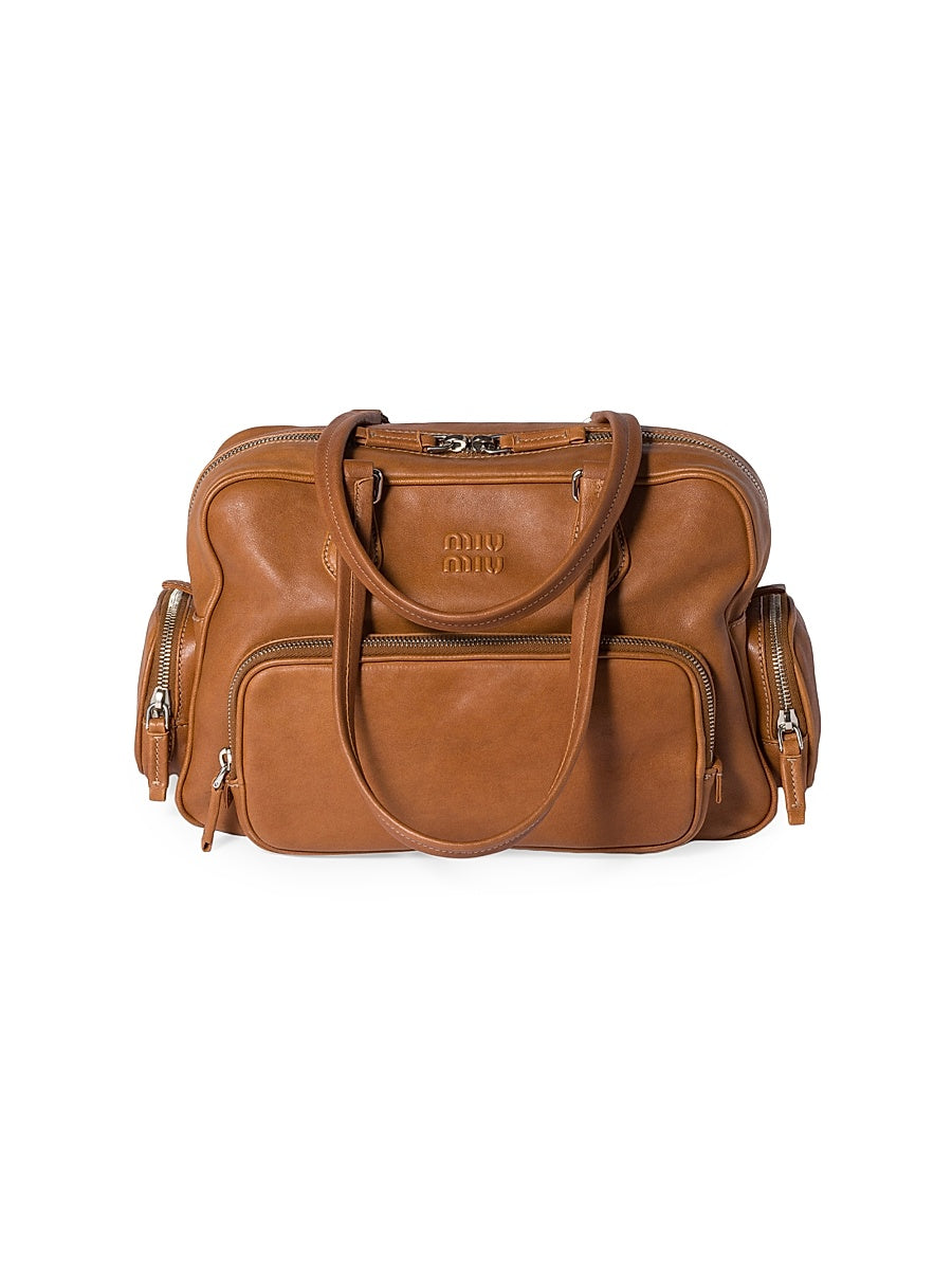 Pocket Nappa Leather Top-Handle Bag