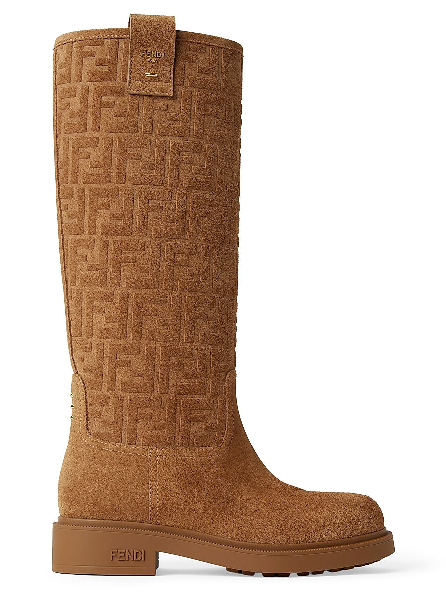 Filo Monogram Suede Knee Boots