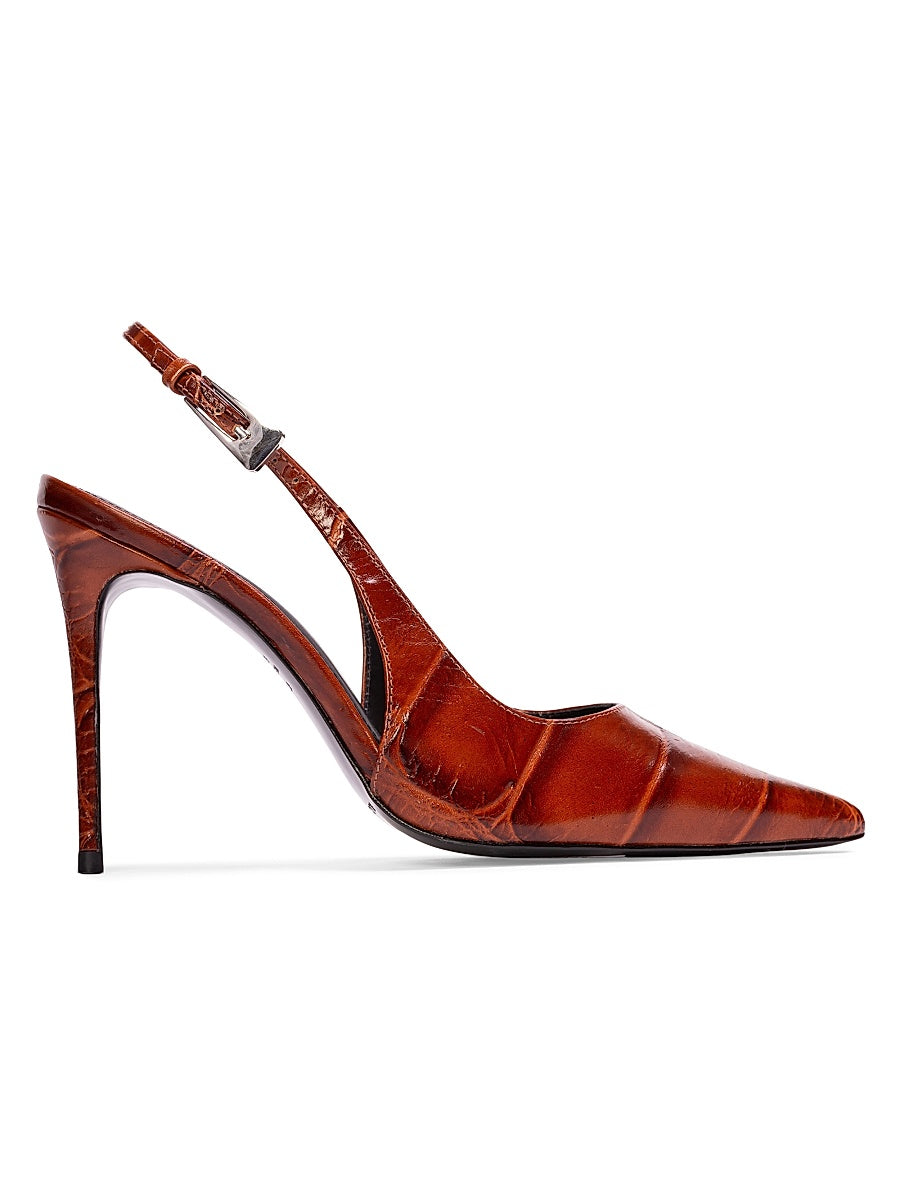Branca 100MM Croc Slingback Pumps