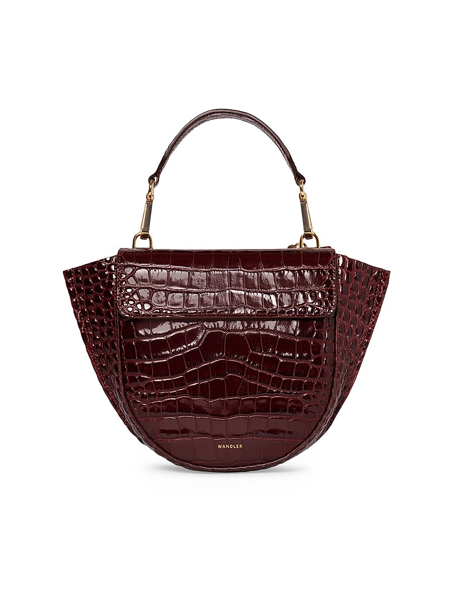 Mini Hortensia Croc-Embossed-Leather Top Handle Bag