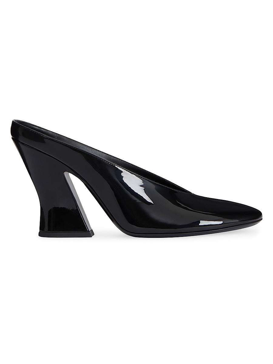 Sculpted Heeled Mules in Patent Leather
