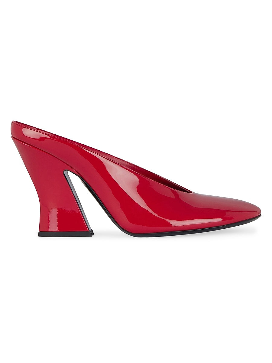 Sculpted Heeled Mules in Patent Leather