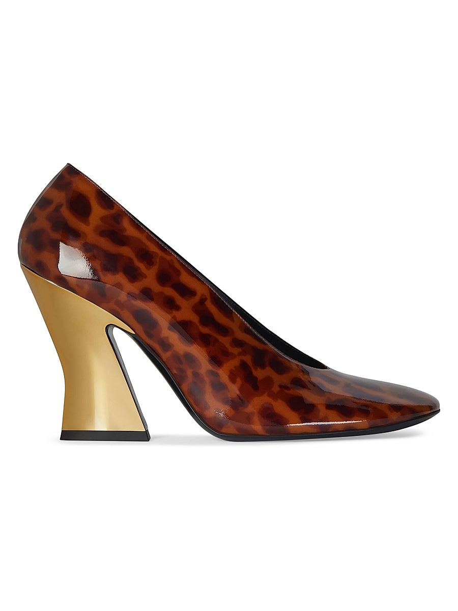 Sculpted Heeled Pumps in Tortoise Shell Patent Leather