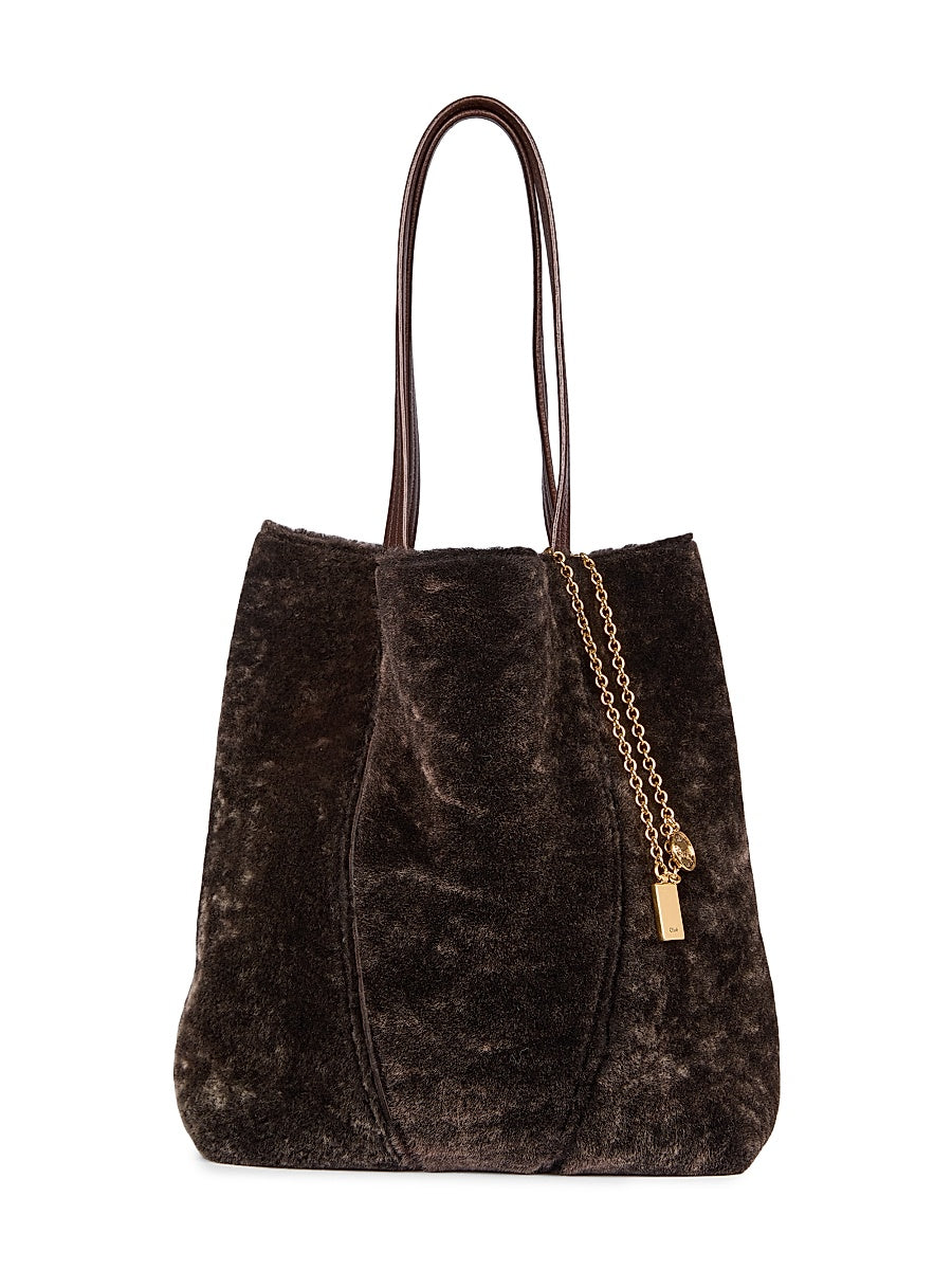 Spin Faux-Shearling Tote Bag