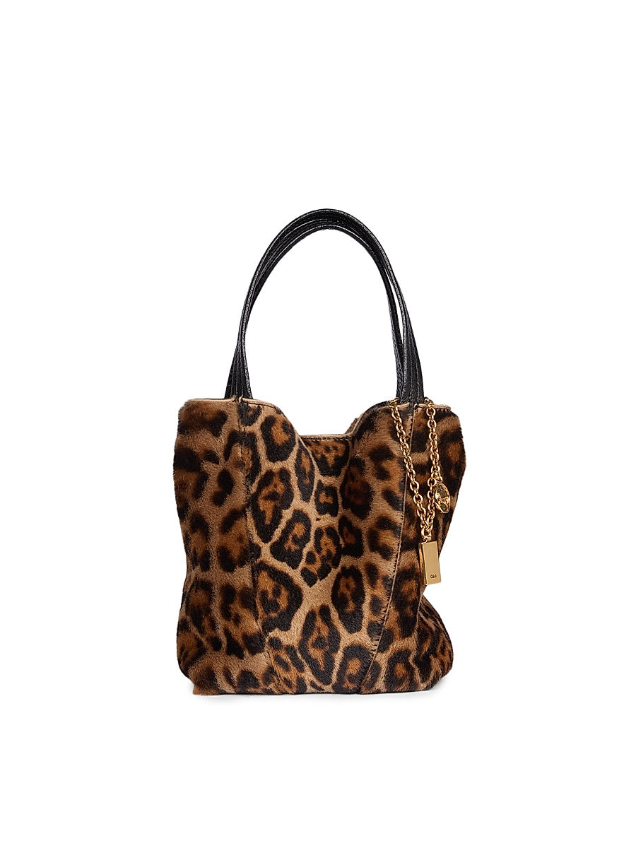 Spin Leopard-Print Shearling Tote Bag