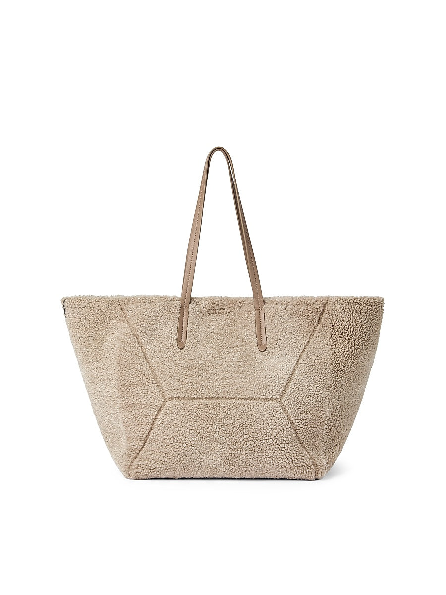 Duo Bag in Curly Shearling with Monili
