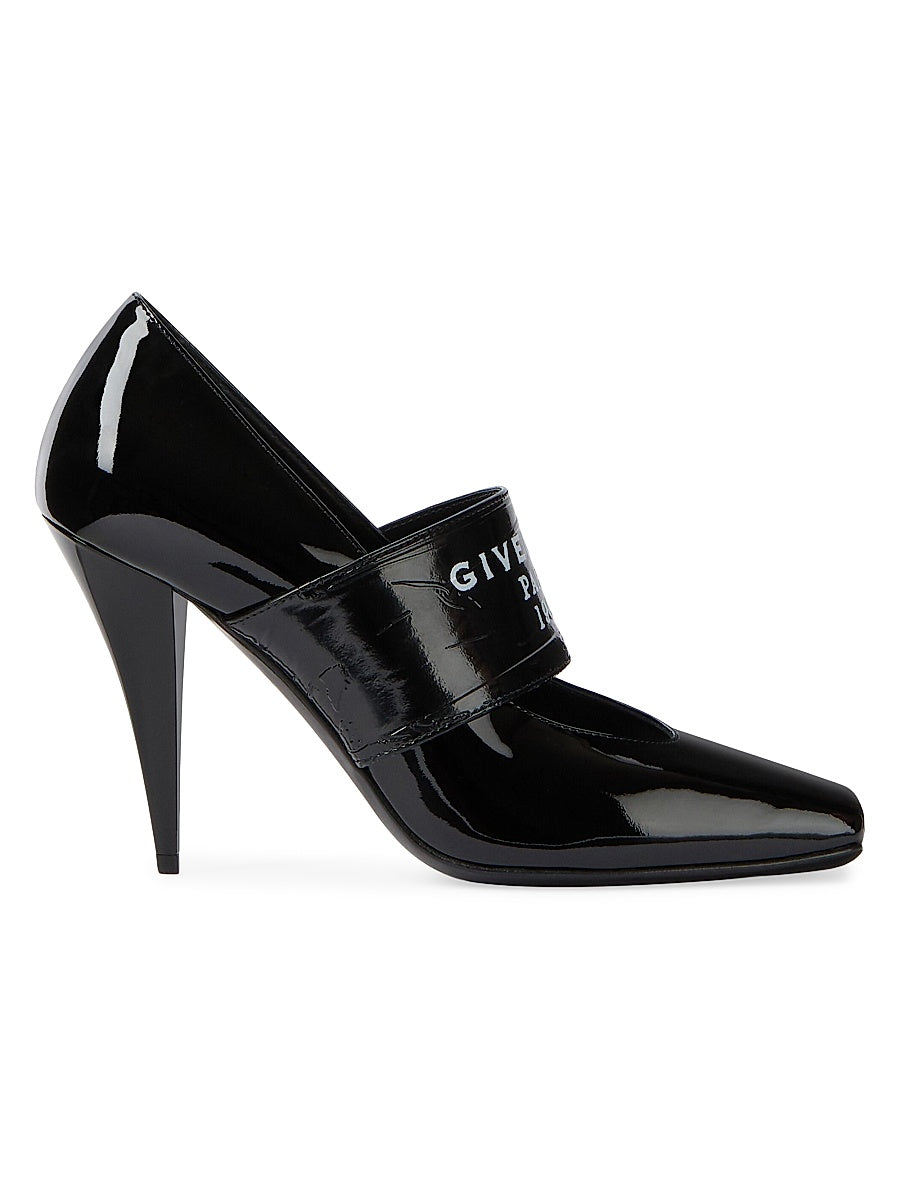 Sliced Square Tape Pumps in Patent Leather