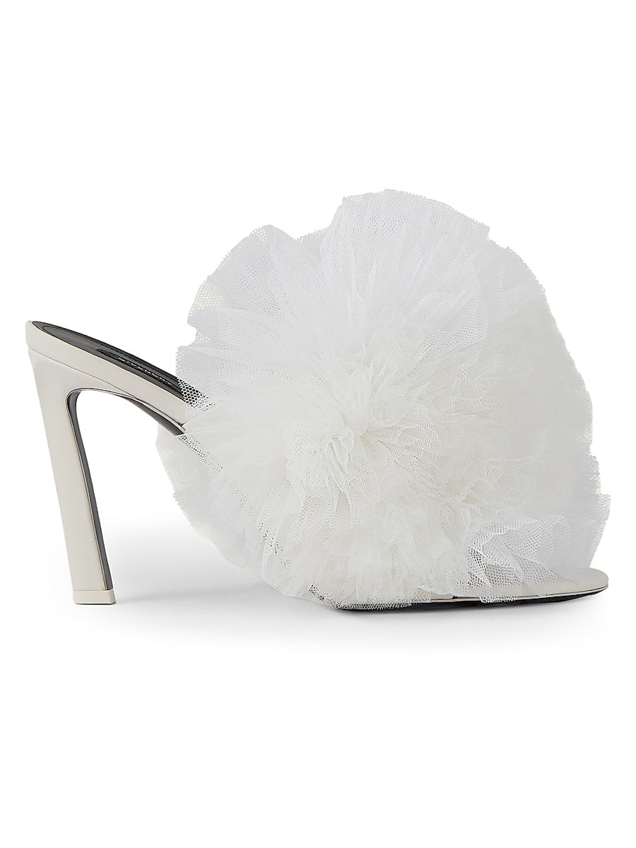 Frou-Frou Heeled Mules in Organza