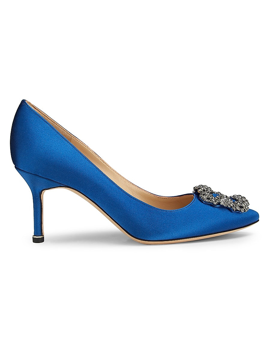 Hangisi 70MM Crystal-Embellished Satin Pumps
