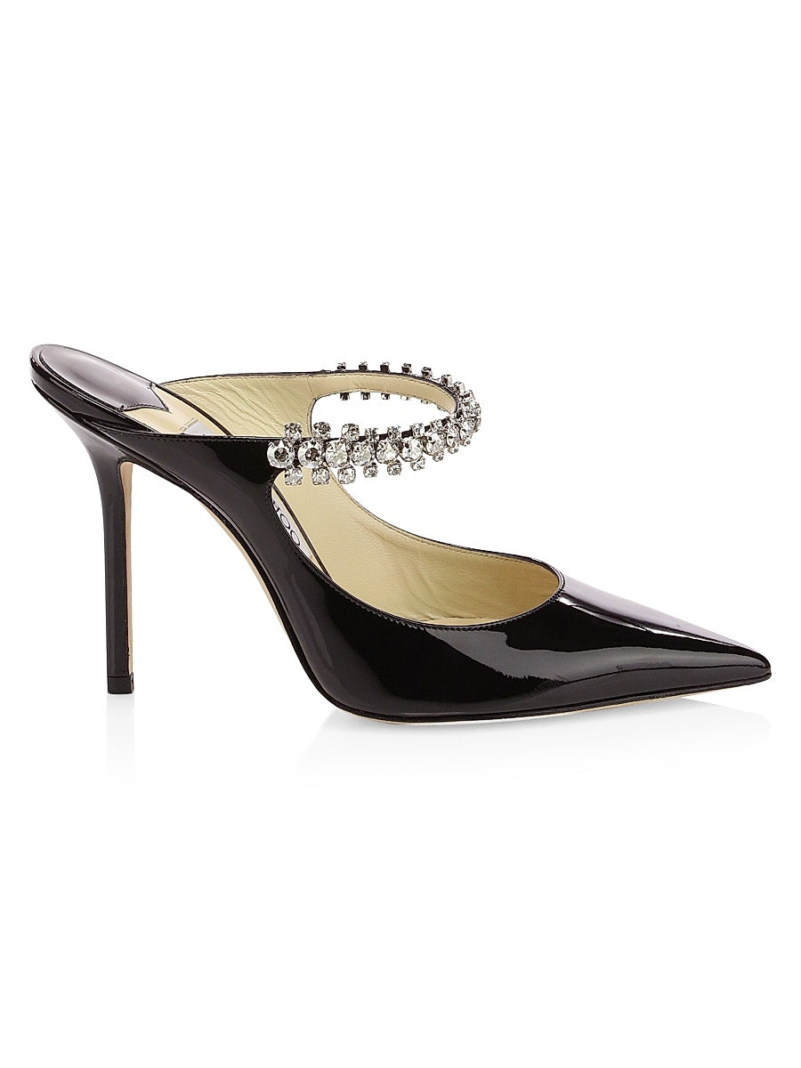 Bing 100MM Embellished Patent Leather Mules