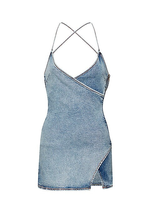 Chic Criss-Cross Denim Dress