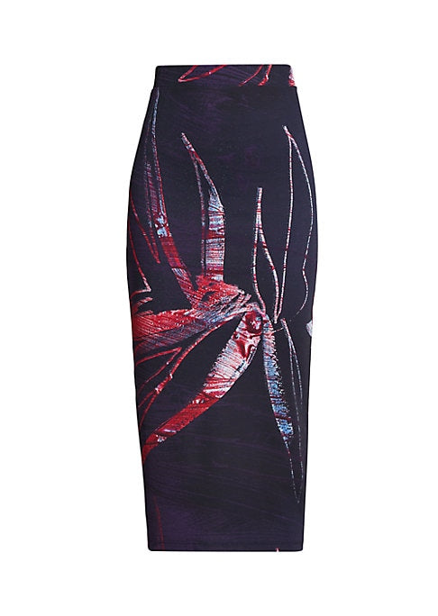 Floral Stretch Midi Skirt