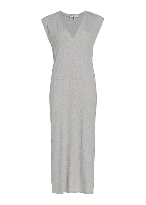 V-Neck Cotton Midi Dress
