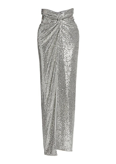 Glistening Draped Maxi Skirt
