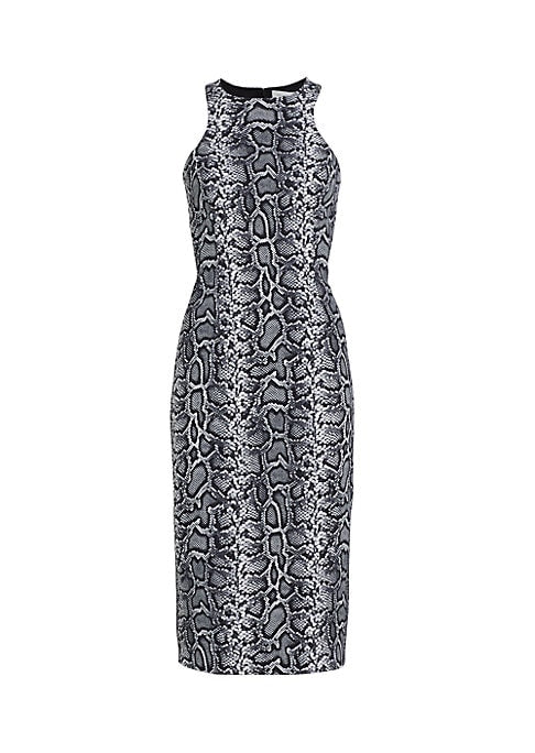Vibrant Snakeskin Midi Dress