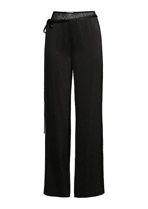 Lace-Waist Satin Trousers