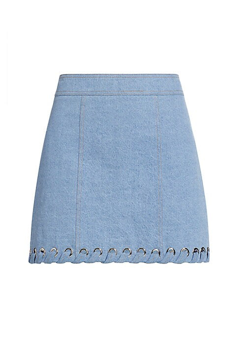 Grommet Lace Denim Skirt