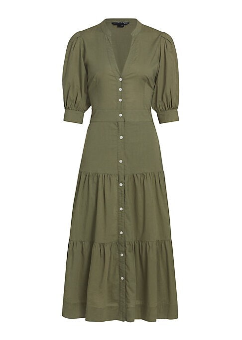 Puff-Sleeve Cotton Dress