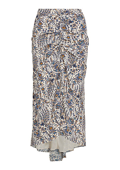 Floral High-Low Silk Skirt