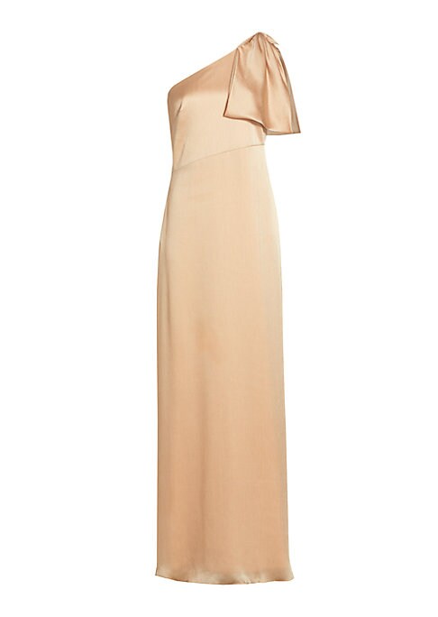 Bow-Embellished Satin Gown