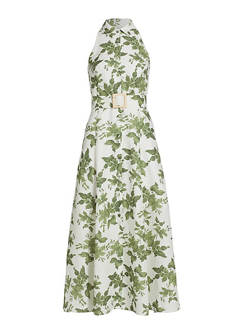 Leafy Belted Maxi Dress