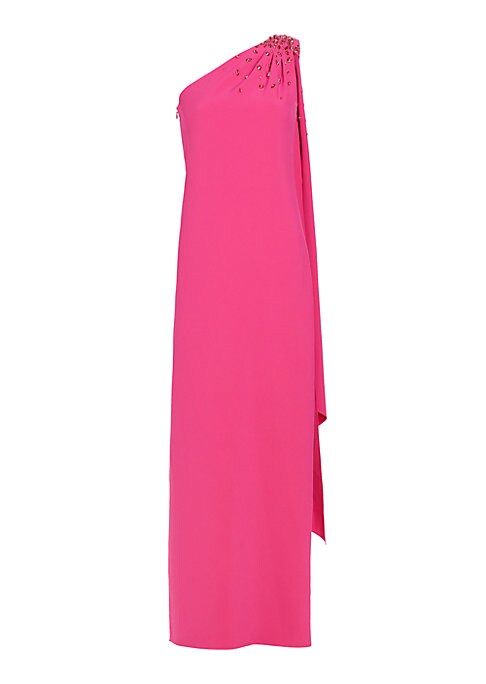 Crystal Drape One-Shoulder Gown