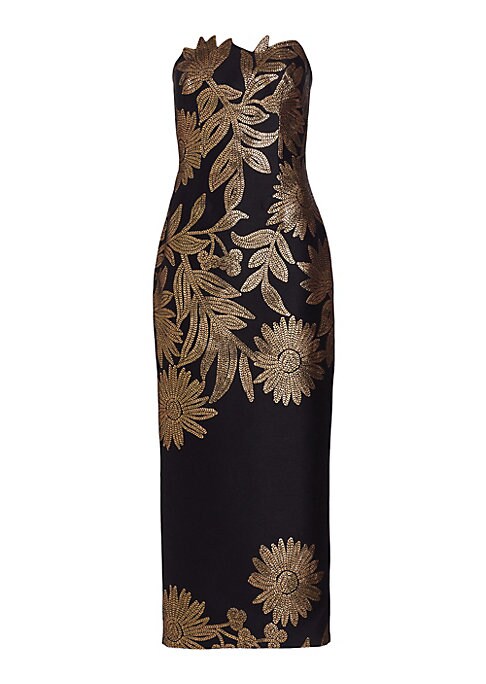 Metallic Floral Column Dress