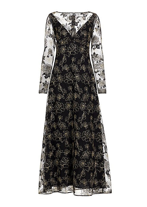 Embroidered Sheer Maxi Dress