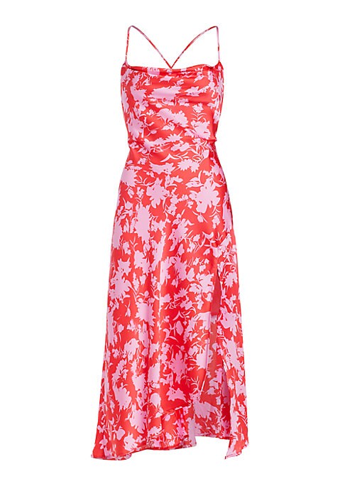 Floral Satin Lace Midi-Dress