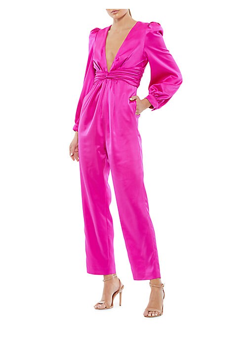 Satin V-Neck Jumpsuit