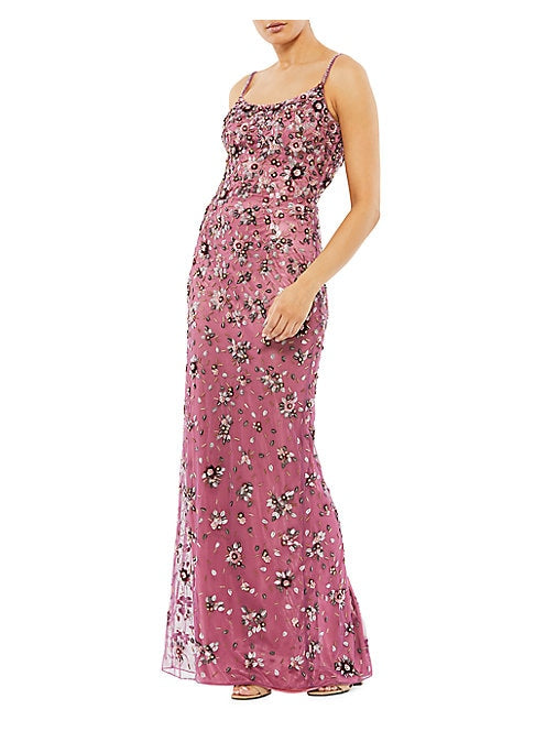 Floral Crystal Evening Dress