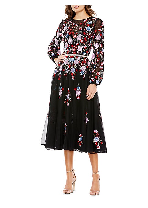 Floral Sequin Balloon Dress