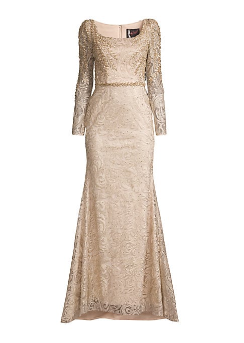 Elegant Bead & Lace Gown