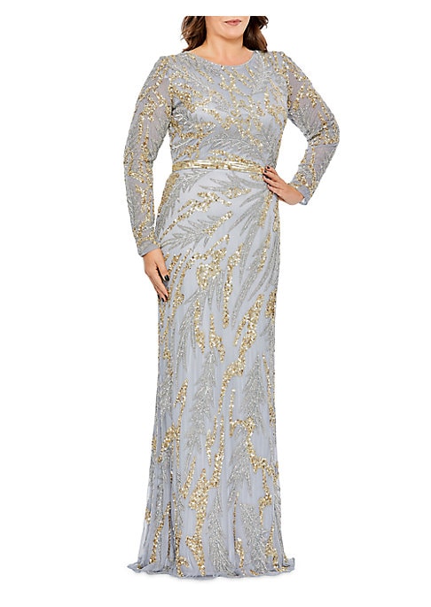 Glam Leaf Embellished Gown