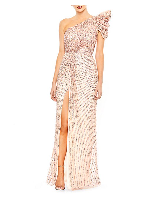 Glimmering Asymmetric Evening Dress